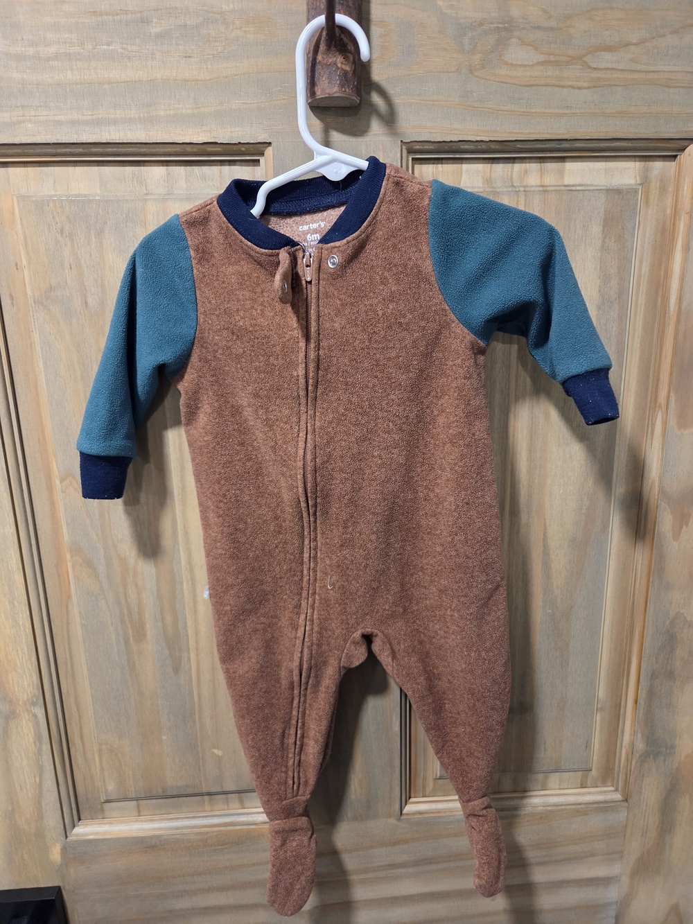 **BUNDLE & SAVE** Carter's Brown & Teal One-Piece Footed Fleece Pajamas